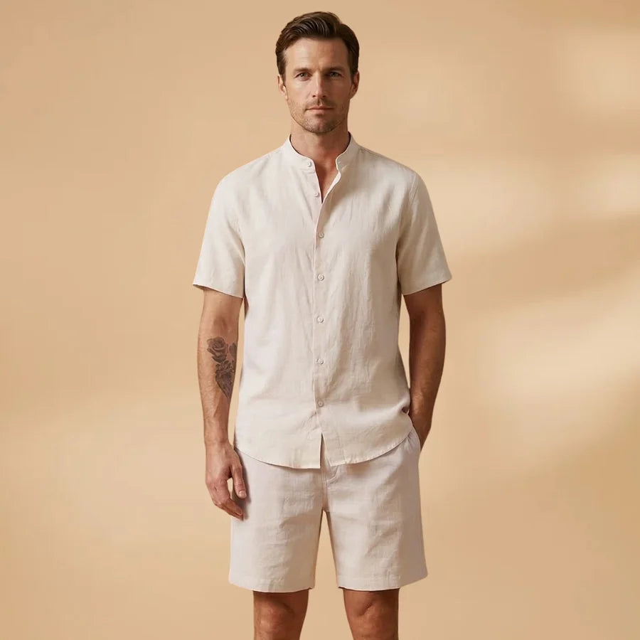 Francisco | Conjunto Camisa Manga Corta Shorts Hombre Cintura Elástica