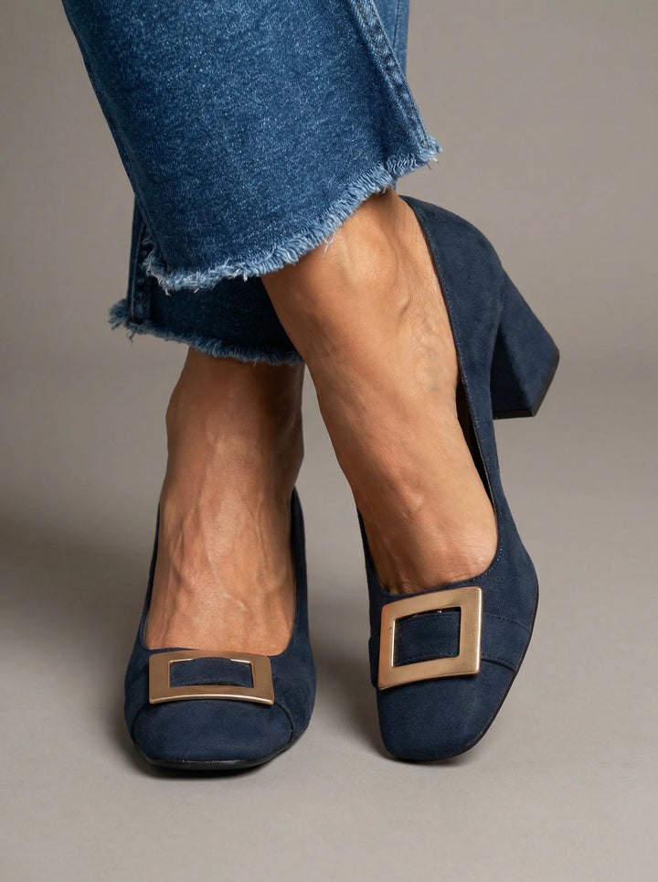 Nadine - Zapatos De Tacon En Ante Con Hebilla Dorada