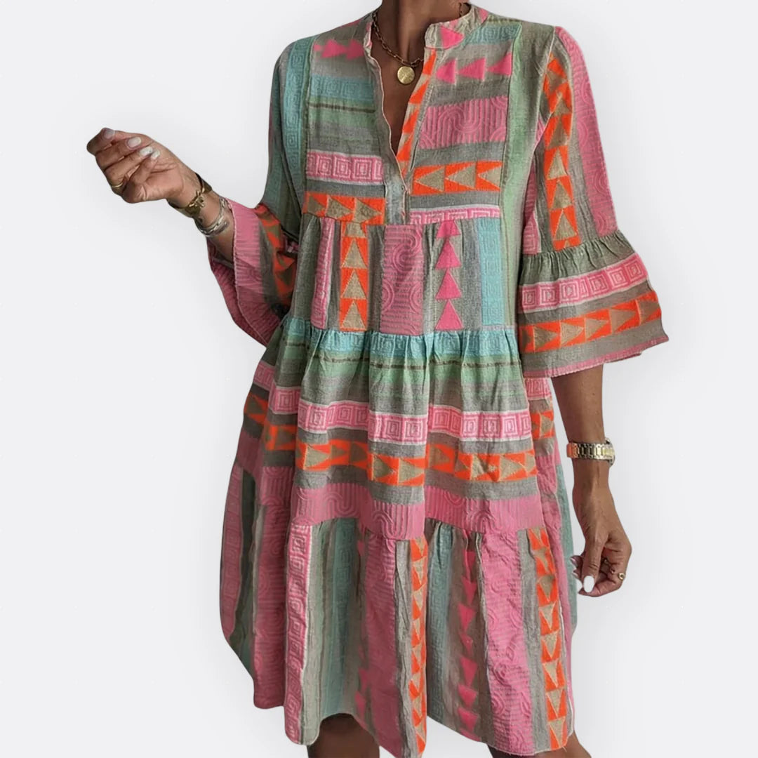 MADALENA - VESTIDO BOHO DE CAPAS CON CORTE FLUIDO