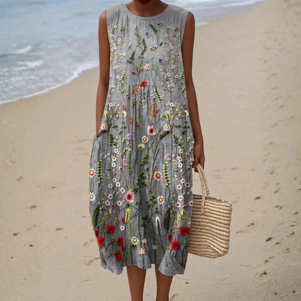 VIVIANA - VESTIDO DE CAMPO BORDADO FLORAL