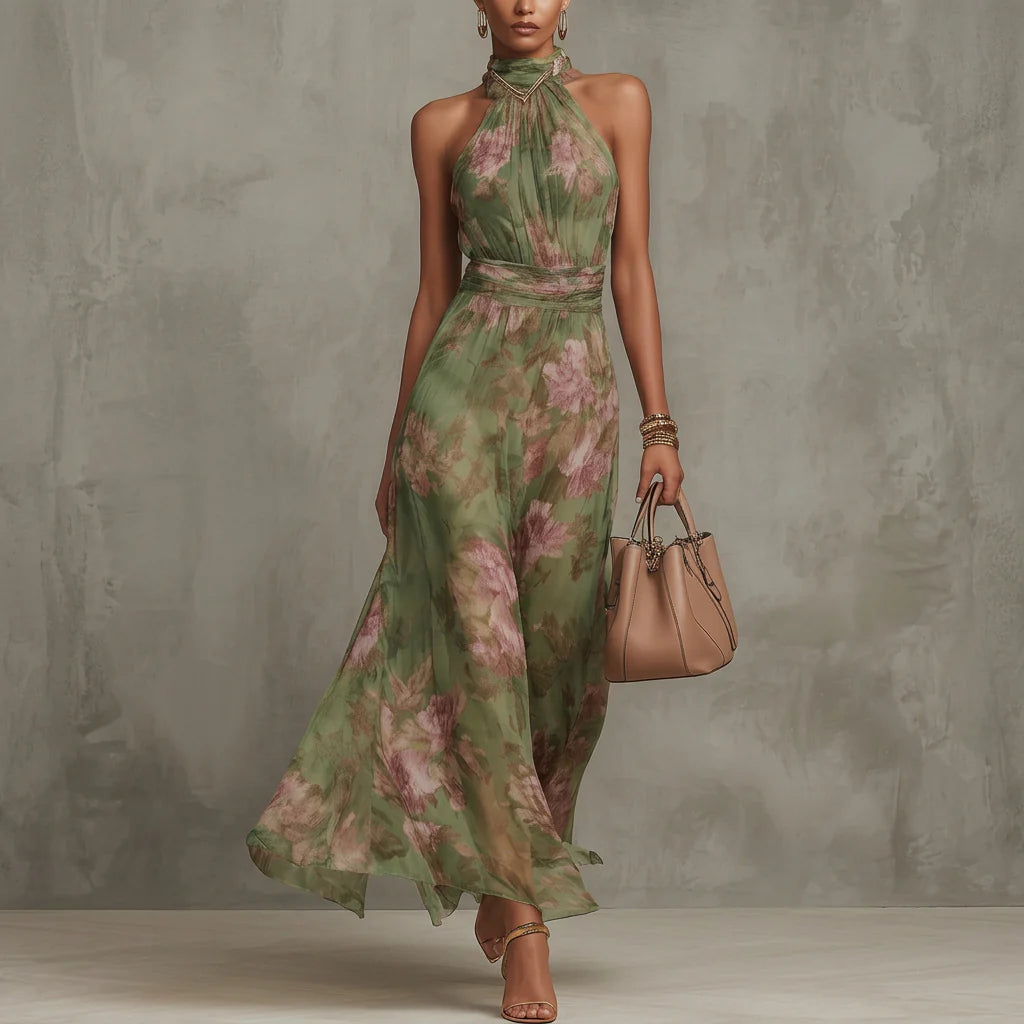 FILIPA - VESTIDO LARGO HALTER FLORAL