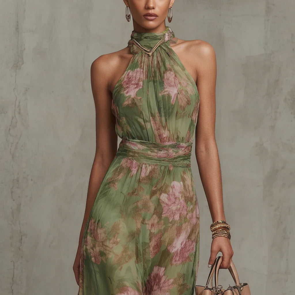 FILIPA - VESTIDO LARGO HALTER FLORAL