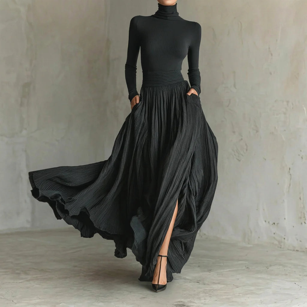 EVA - CONJUNTO ELEGANTE CON FALDA PLISADA
