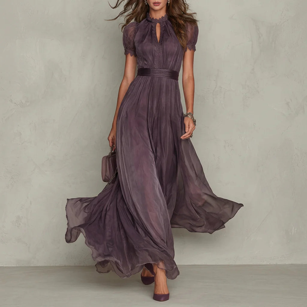 Flávia - vestido largo morado con escote