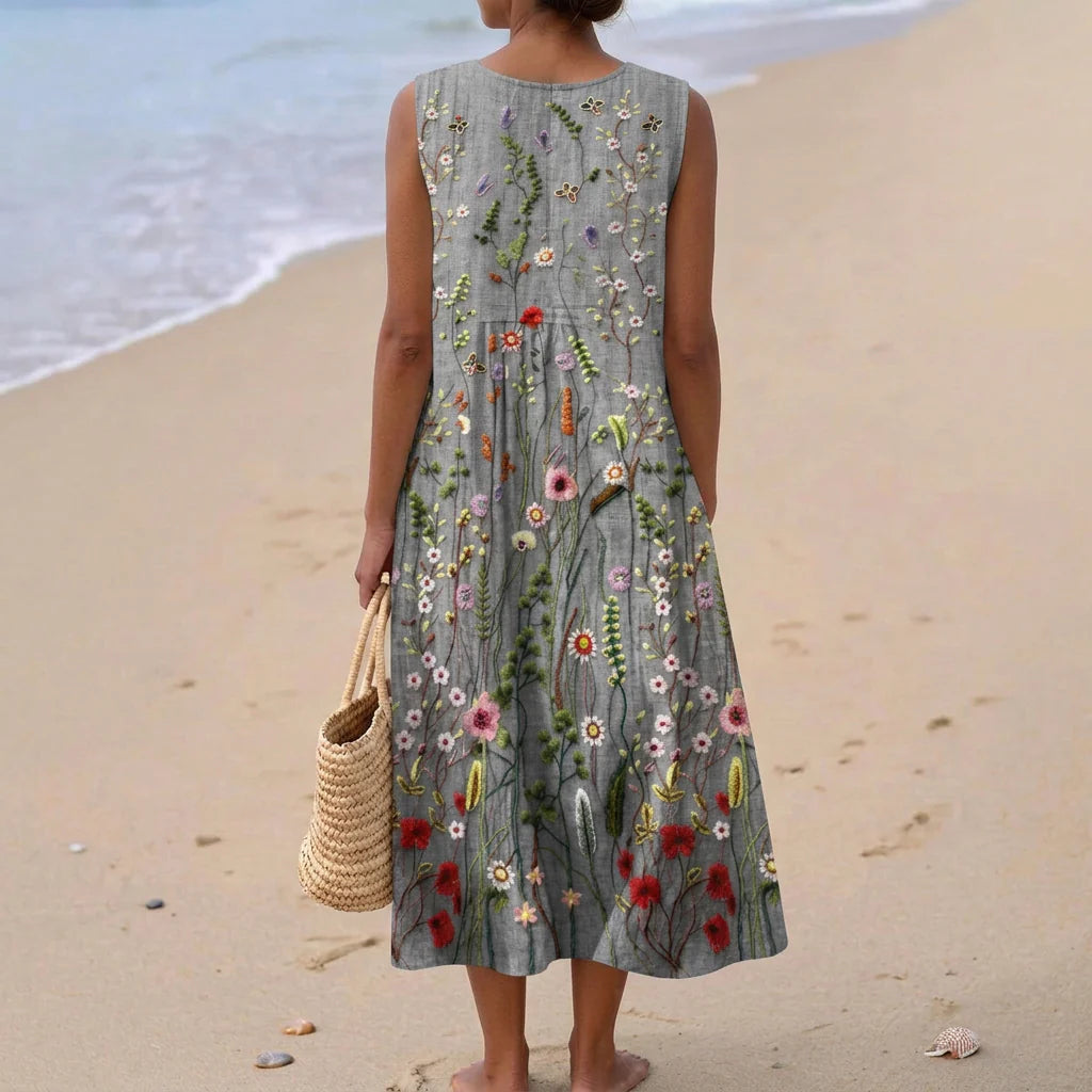 VIVIANA - VESTIDO DE CAMPO BORDADO FLORAL