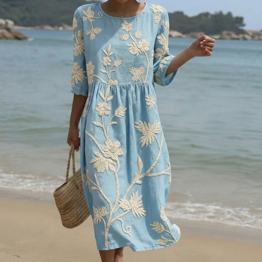 Catia - vestido midi con estampado de plantas y flores