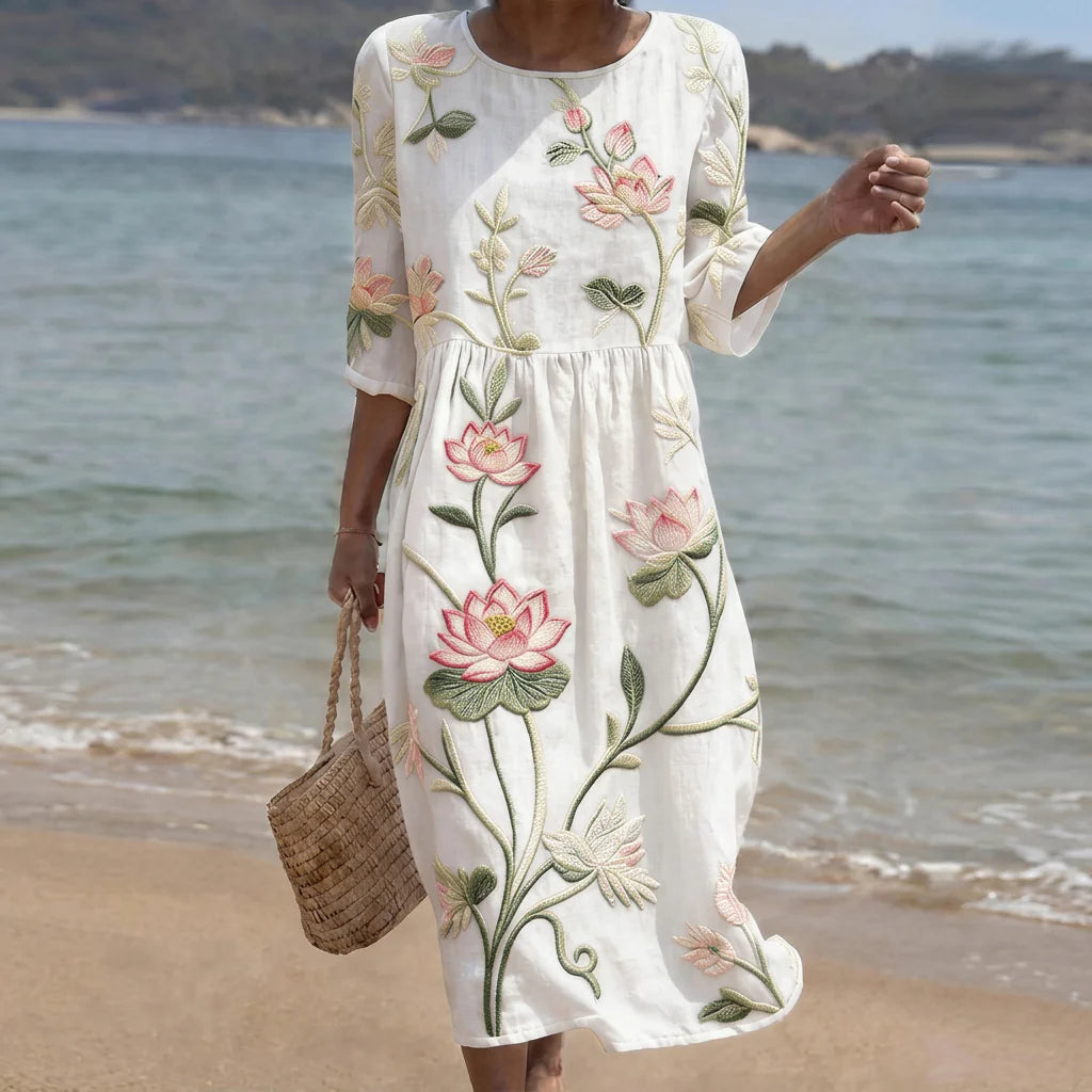 Ariana - vestido con estampado de plantas y flores