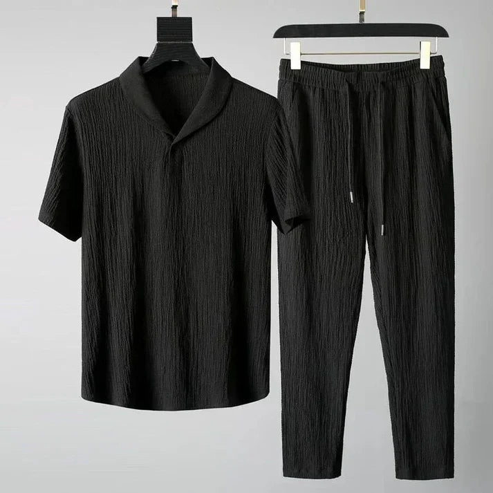 Luca - Short-Sleeved Shirt And Pants With Elastic Waistband