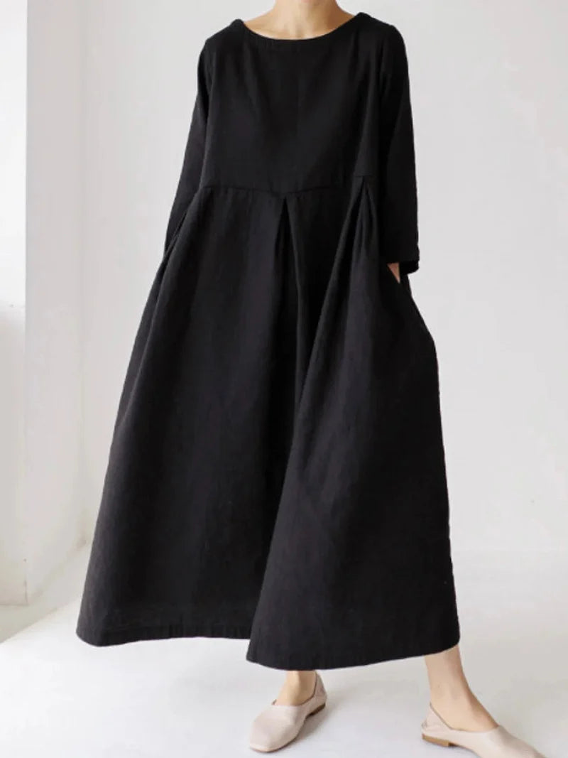 Cielo Vestido Largo Mujer – Lino Ligero, Comodidad Natural Y Estilo Minimalista Elegante