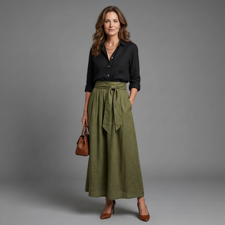 Gabriela™ | Conjunto De Duas Peças Com Saia Midi