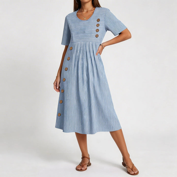 Sofia - Vestido Midi Transpirable De Rayas