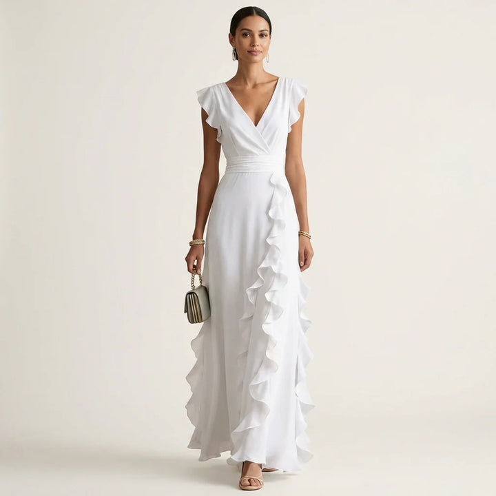 Eliana - Vestido Maxi Con Escote En V Y Mangas Flotantes En Capas