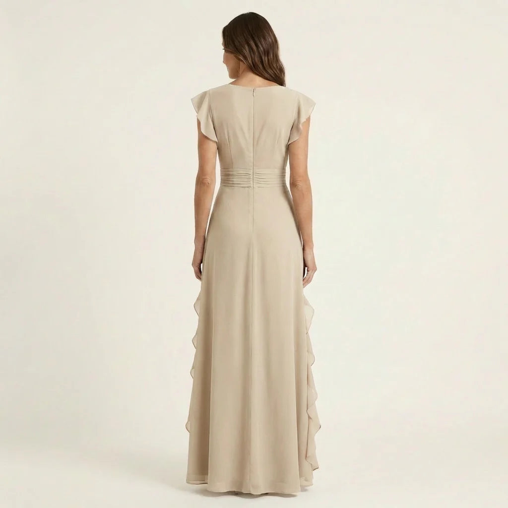 Eliana - Vestido Maxi Con Escote En V Y Mangas Flotantes En Capas