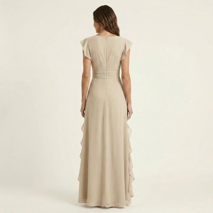 Eliana - Vestido Maxi Con Escote En V Y Mangas Flotantes En Capas