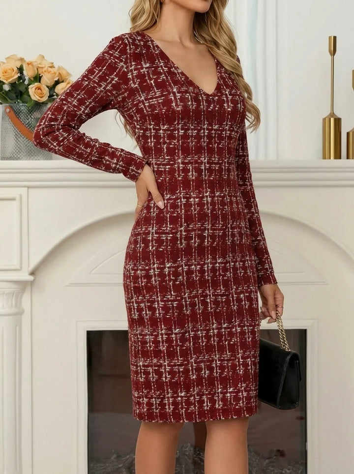 Hanna | Vestido De Manga Comprida Com Patchwork De Pata-De-Galo