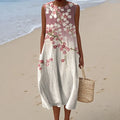 - VESTIDO MIDI LINO FLOR CEREZO DEGRADADO VINTAGE