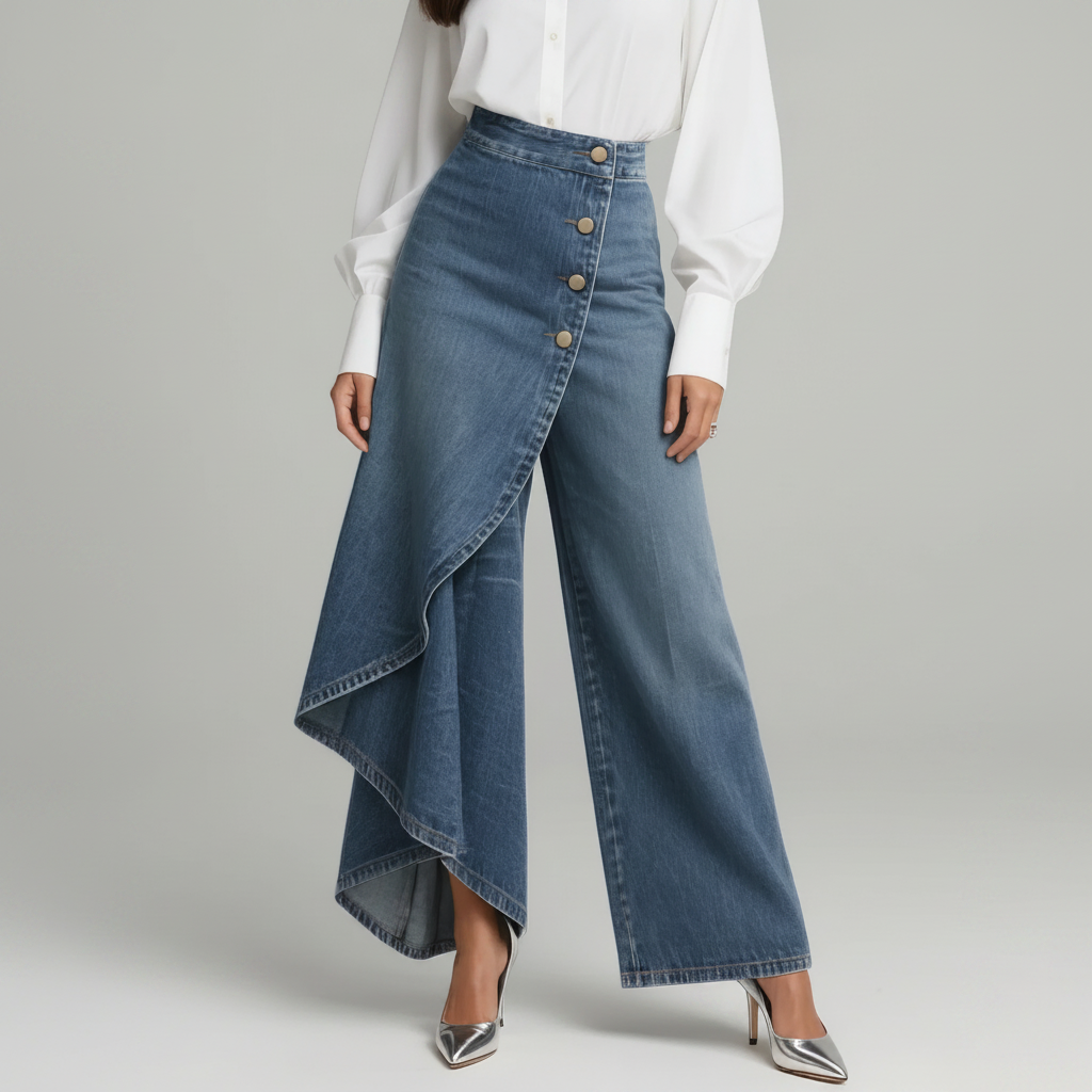 AMELIA - PANTALONES DE DENIM ENVOLVENTES AZUL CLARO