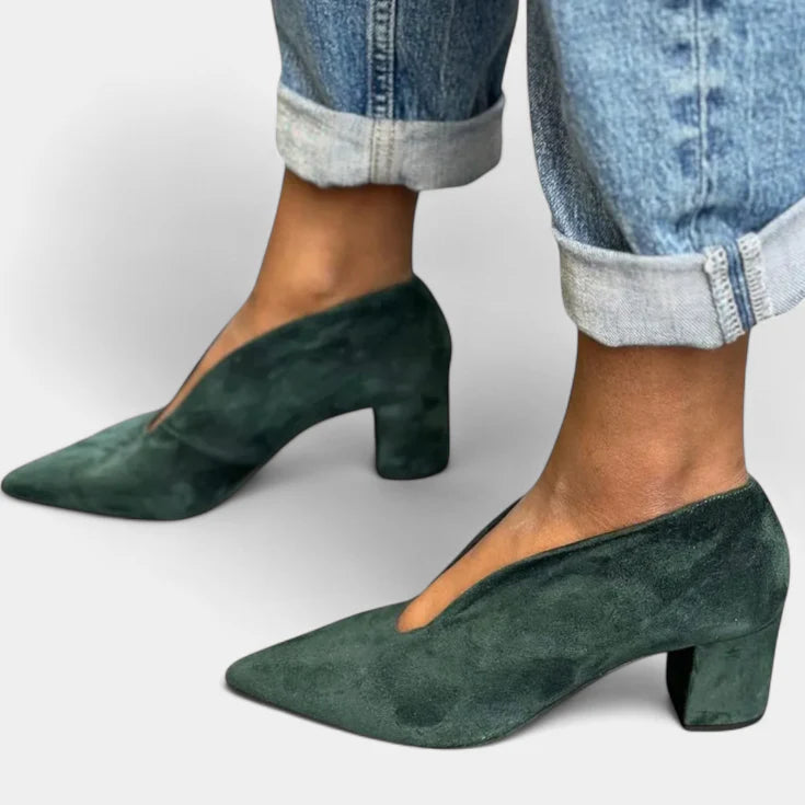 Hazel | tacones gruesos en verde oscuro