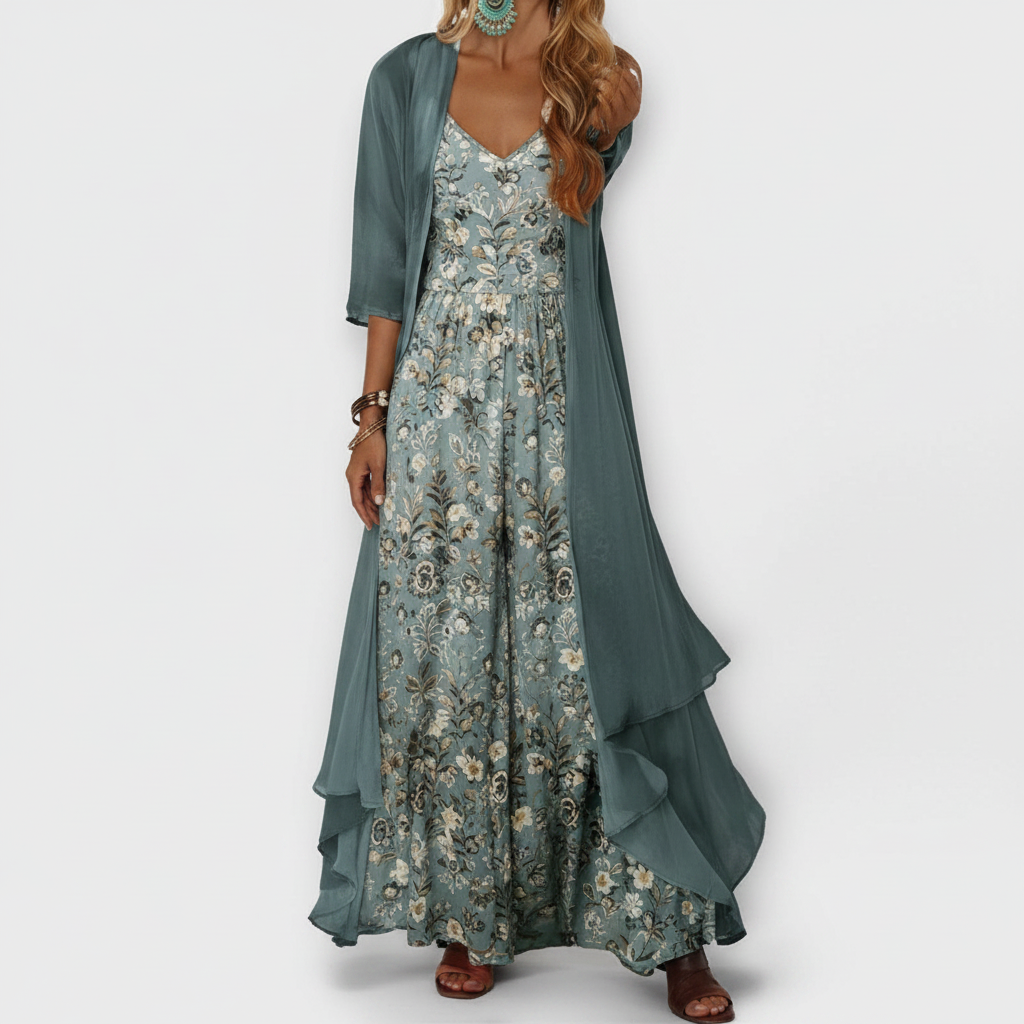 Mara - conjunto 2 piezas vestido maxi con chaqueta