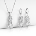 CONJUNTO COLLAR PENDIENTES HAPPY CATS PLATA CIRCONIO
