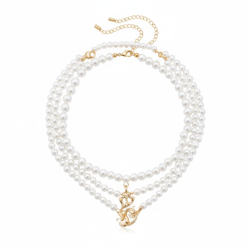 Bárbara - Conjunto de collares dorados con perlas HD 5