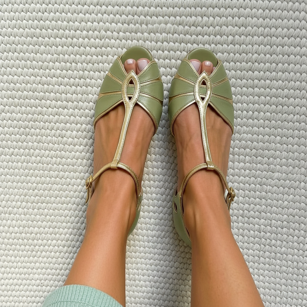 TACONES BLOCO CUT-OUT PEEP TOE COM CINTO EM T