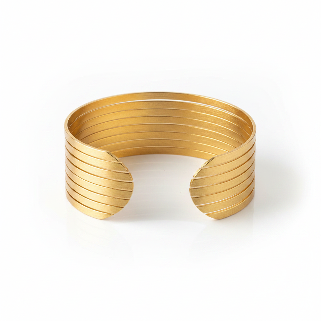 Pulsera Abierta con Espiral Dorada