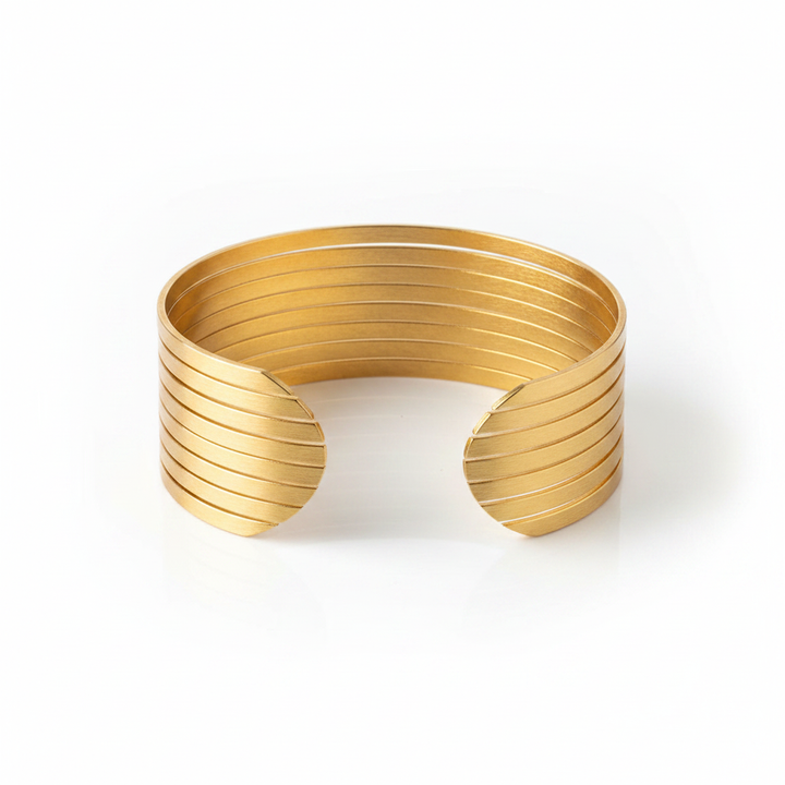 Pulseira Aberta Com Espiral Dourada