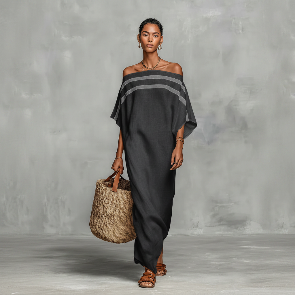 AMELIA - VESTIDO MAXI FEMENINO MINIMALISTA EN LINO