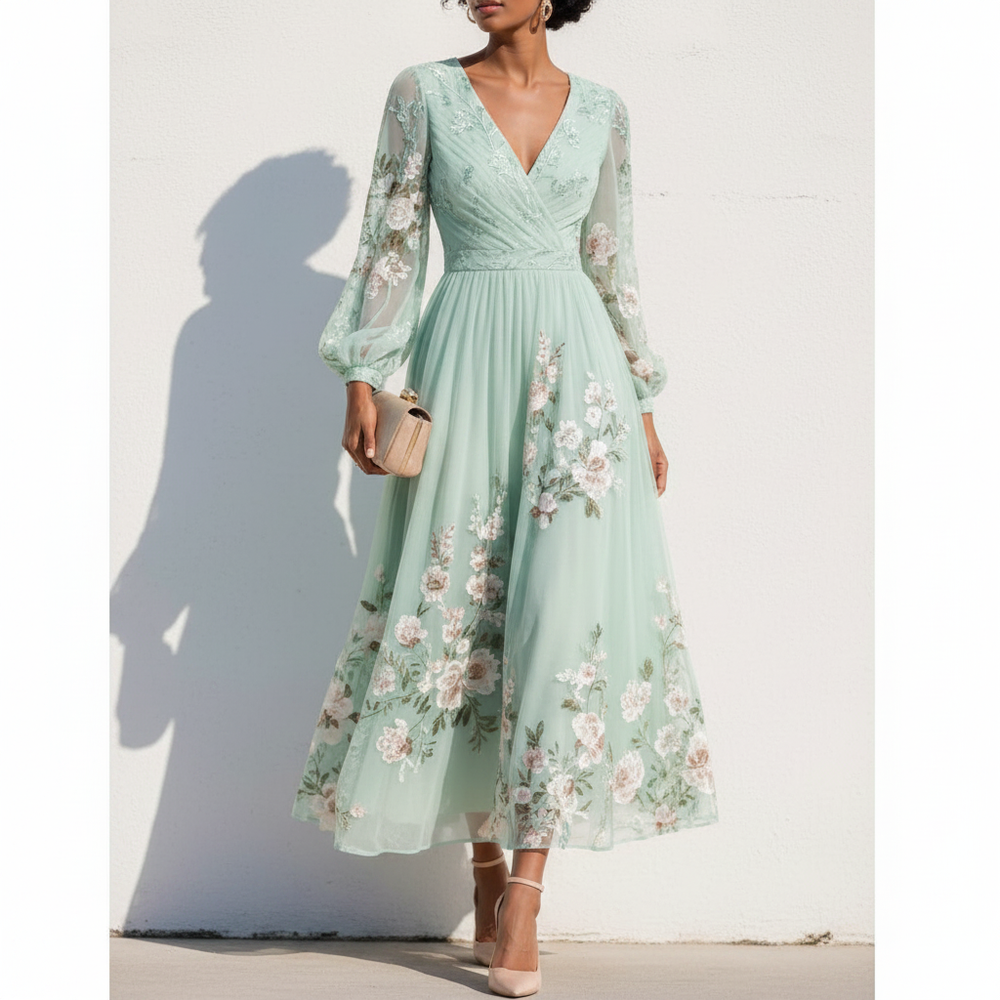 Aurelia - Vestido Midi con Escote en V HD 1