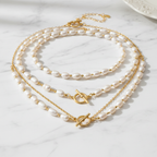 Bárbara - Conjunto de collares dorados con perlas HD 3