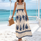 Neila | Vestido largo con escote cuadrado y estampado