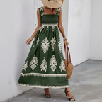 Neila | Vestido largo con escote cuadrado y estampado