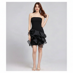 VESTIDO MINI STRAPLESS CON VOLANTES ASIMÉTRICOS K26051306