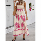 Neila | Vestido largo con escote cuadrado y estampado