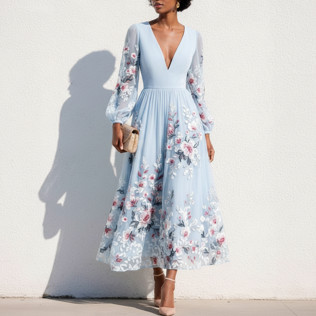 Aurelia - Vestido Midi con Escote en V HD 8