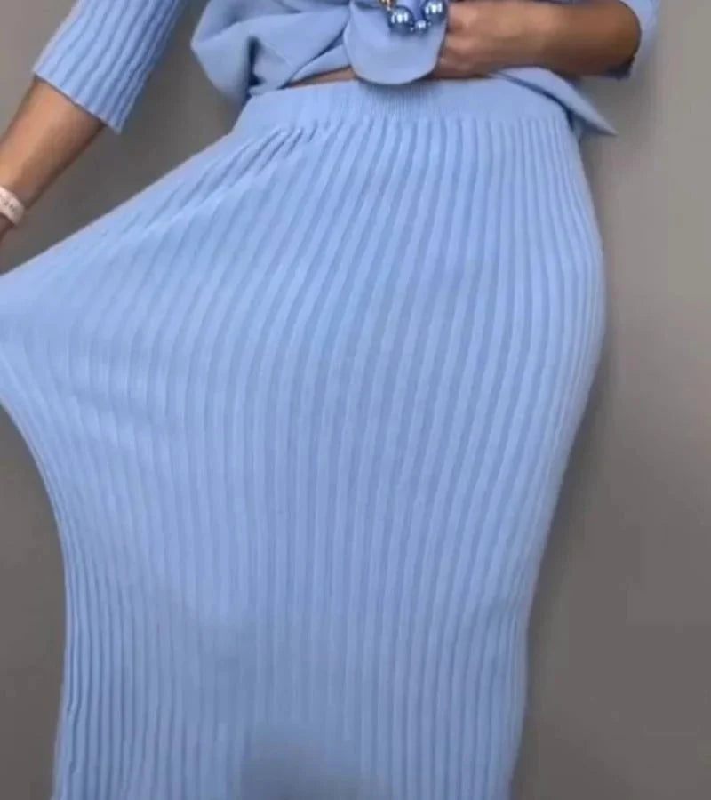 Debora | Ribbed Knit Skirt Set