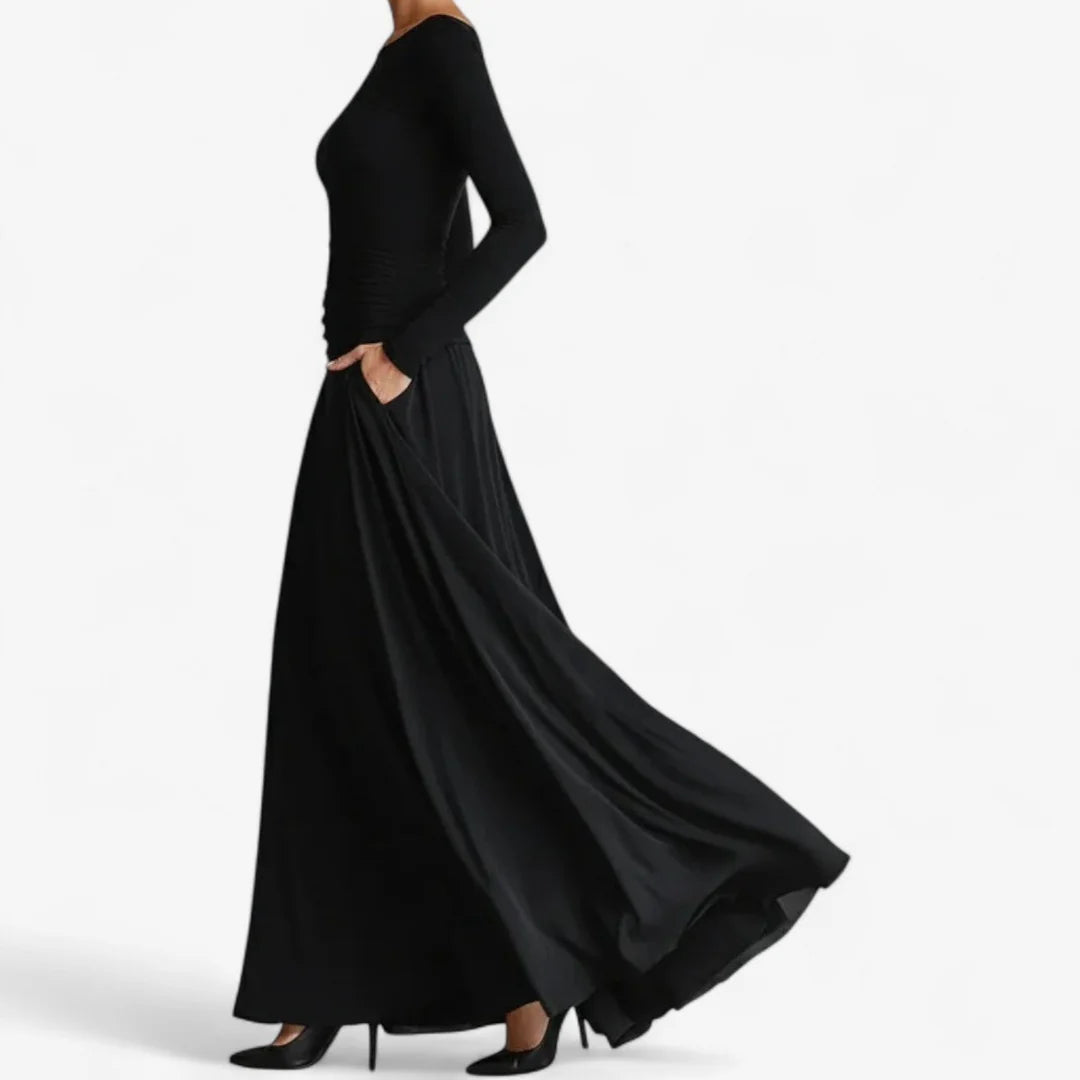 Salima™ | Vestido Fluido Con Corpío Ceñido