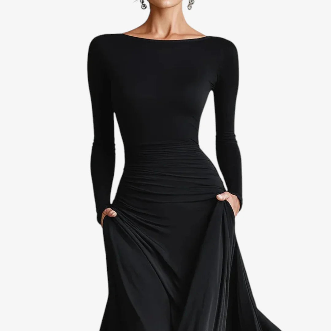 Salima™ | Vestido Fluido Con Corpío Ceñido