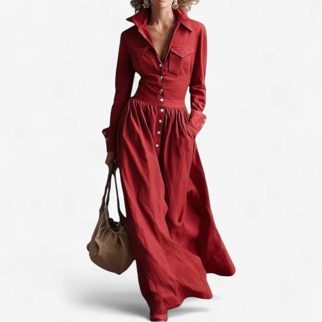 Janine™ - Vestido Elegante Con Botones