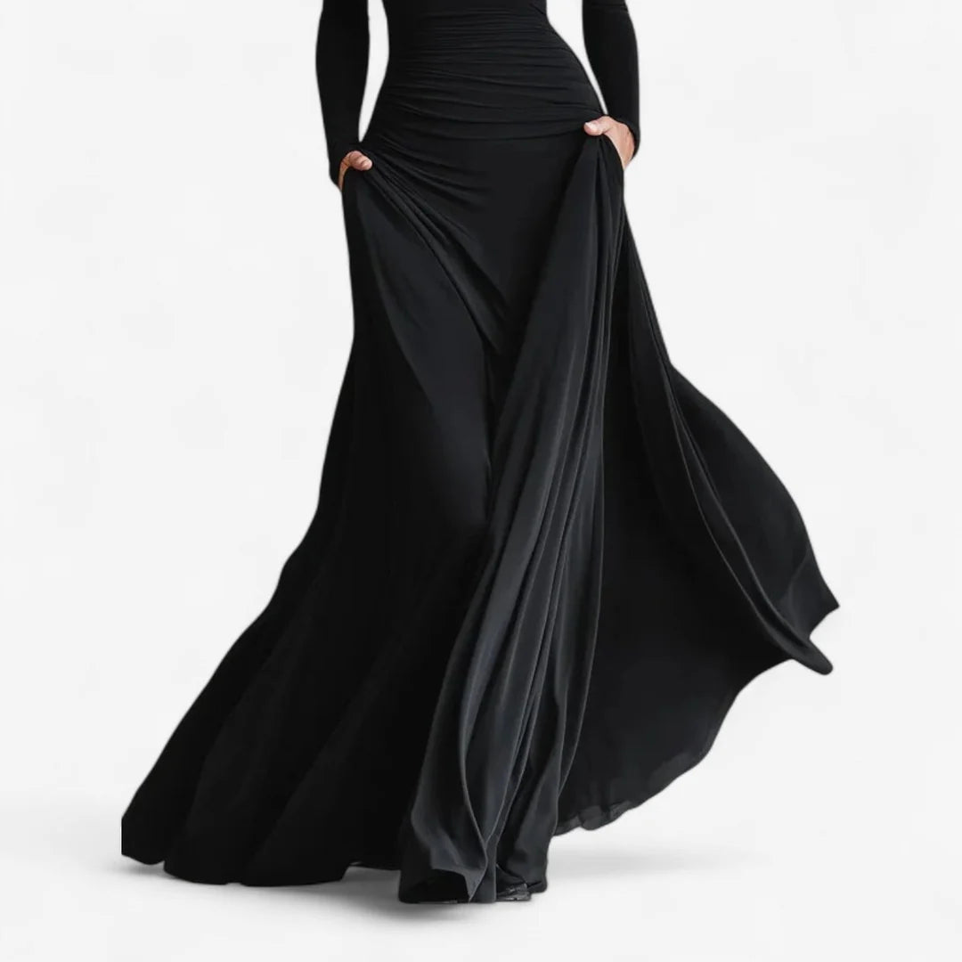 Salima™ | Vestido Fluido Con Corpío Ceñido