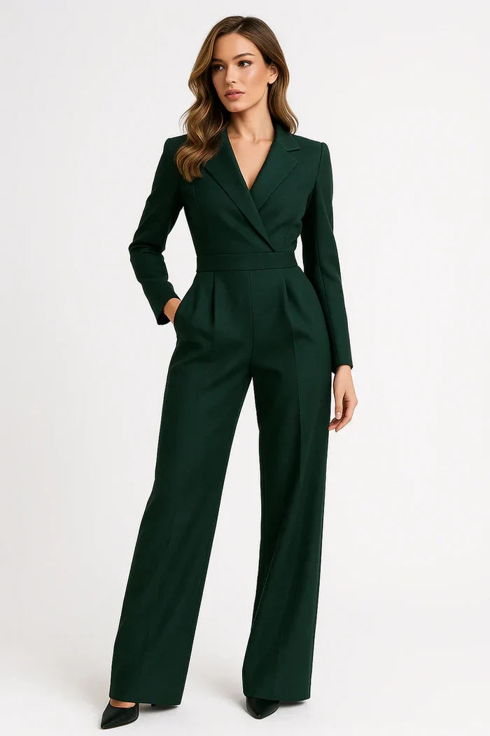 Aurélia - Macacão Estilo Blazer Com Decote em V e Perna Larga para Mulher