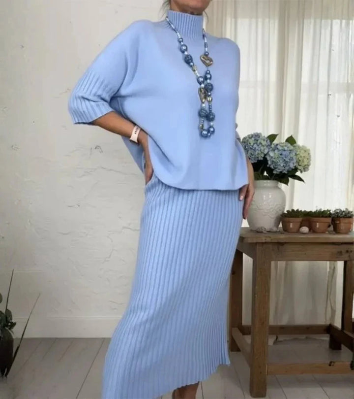 Debora | Ribbed Knit Skirt Set
