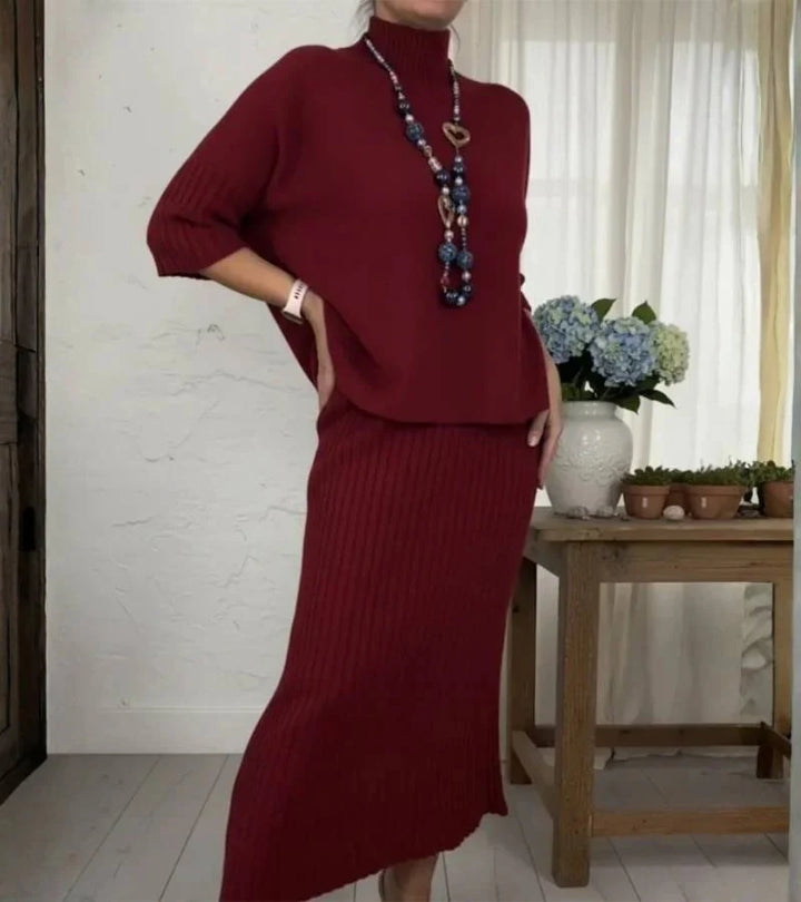Debora | Ribbed Knit Skirt Set