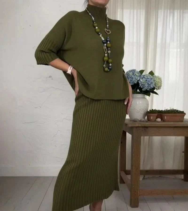 Debora | Ribbed Knit Skirt Set