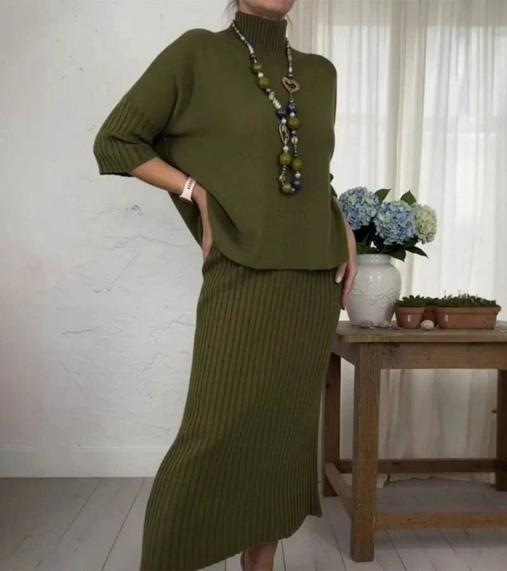 Debora | Ribbed Knit Skirt Set