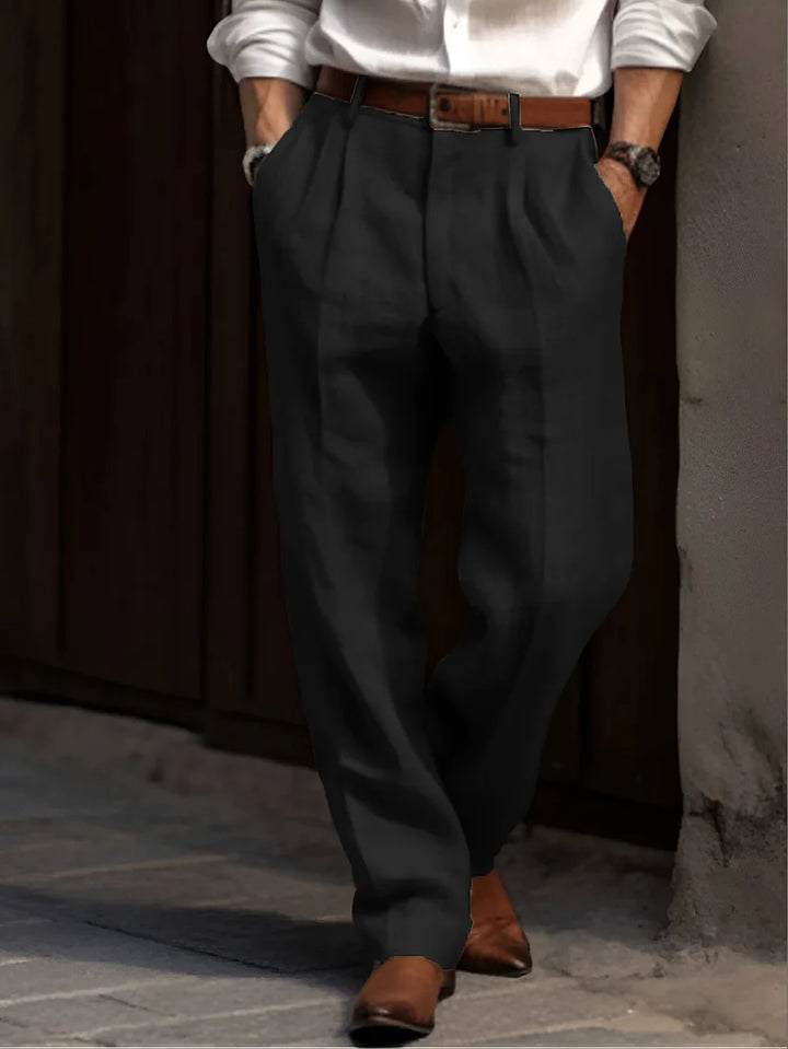 Pantalones Hombre Con Doble Pliegue, Pierna Recta, Ligeros Y Ajustados