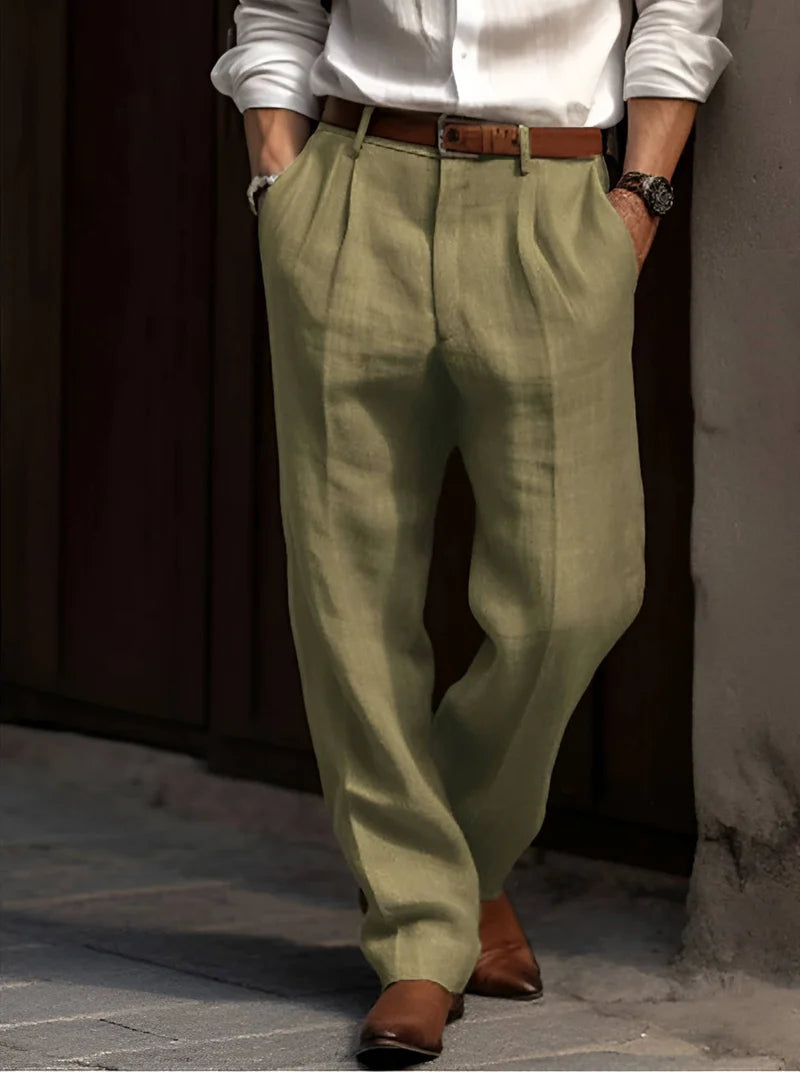 Pantalones Hombre Con Doble Pliegue, Pierna Recta, Ligeros Y Ajustados