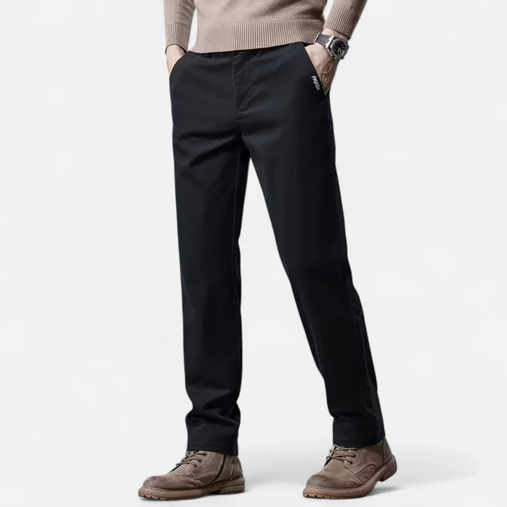 Valmonti | Pantalones Para Hombre - Elegancia Tailored De Algodón Pierna Recta