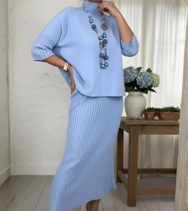 Debora | Ribbed Knit Skirt Set
